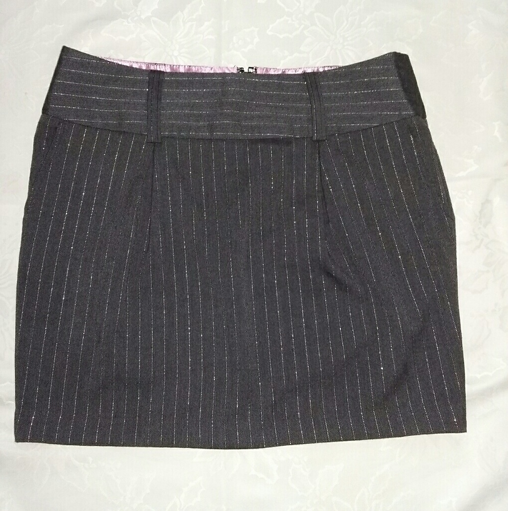 Mini skirt lurex metallic pinstripes with pockets